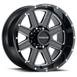 Raceline 940M Hostage 18x9in / 8x165.1 BP / 0mm Offset / 125.2mm Bore - Black & Milled Wheel