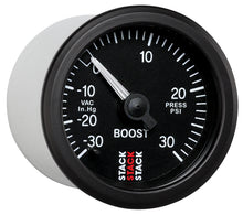 Load image into Gallery viewer, Autometer 52mm Stack Instruments -30INHG to +30PSI Mechanical Boost Gauge - Black