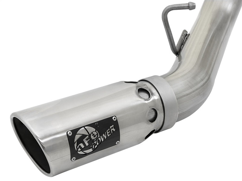 aFe ATLAS 4in DPF-Back Alum Steel Exhaust System w/Dual Exit Polished Tip 2017 GM Duramax 6.6L (td)