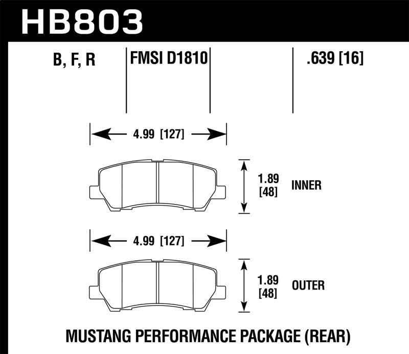 Hawk 16-17 Ford Mustang Brembo Package HPS 5.0 Rear Brake Pads