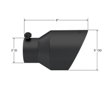 Load image into Gallery viewer, MBRP Universal 3in Hex Tip 5in Inlet 8in Length Dual Wall Exhaust Tip - Black Coated