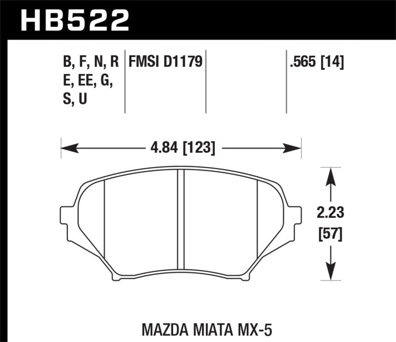 Hawk 06-10 Mazda Miata Mx-5 Front HPS Street Brake Pads