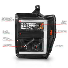 Load image into Gallery viewer, ANZO 08-10 Ford F-250 - F-550 Super Duty Projector Headlights w/ Light Bar Switchback Black Housing