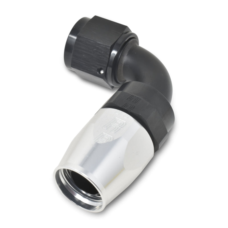 Russell Performance -8 AN Black/Silver 90 Degree Full Flow Hose End