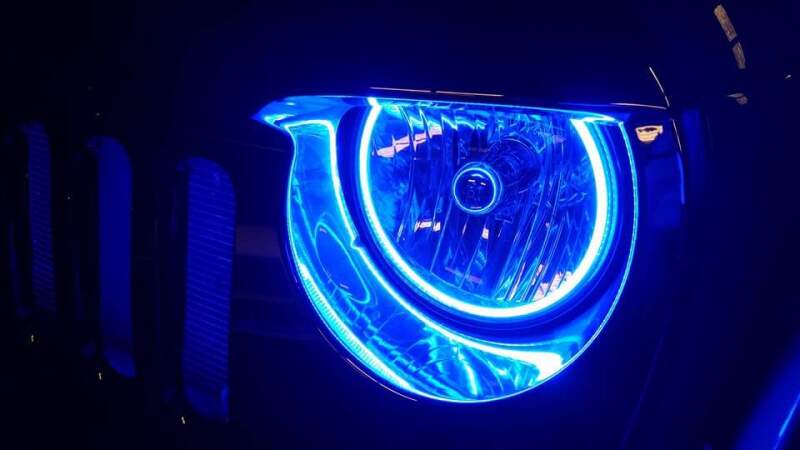 Oracle Jeep Wrangler JK 07-17 LED Waterproof Halo Kit - ColorSHIFT w/ Simple Controller SEE WARRANTY