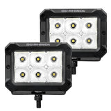 Go Rhino Xplor Bright Series Rectangle LED Spot Light Kit (Surface/Thread Stud Mnt) 4x3 - Blk (Pair)