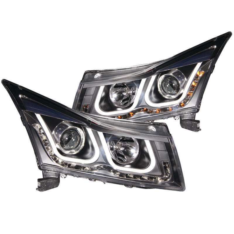 ANZO 2011-2015 Chevrolet Cruze Projector Headlights w/ U-Bar Black