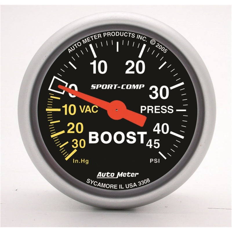 Autometer Sport-Comp 52mm 45 PSI Mechanical Boost Gauge