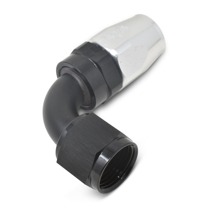 Russell Performance -6 AN Black/Silver 90 Degree Full Flow Hose End