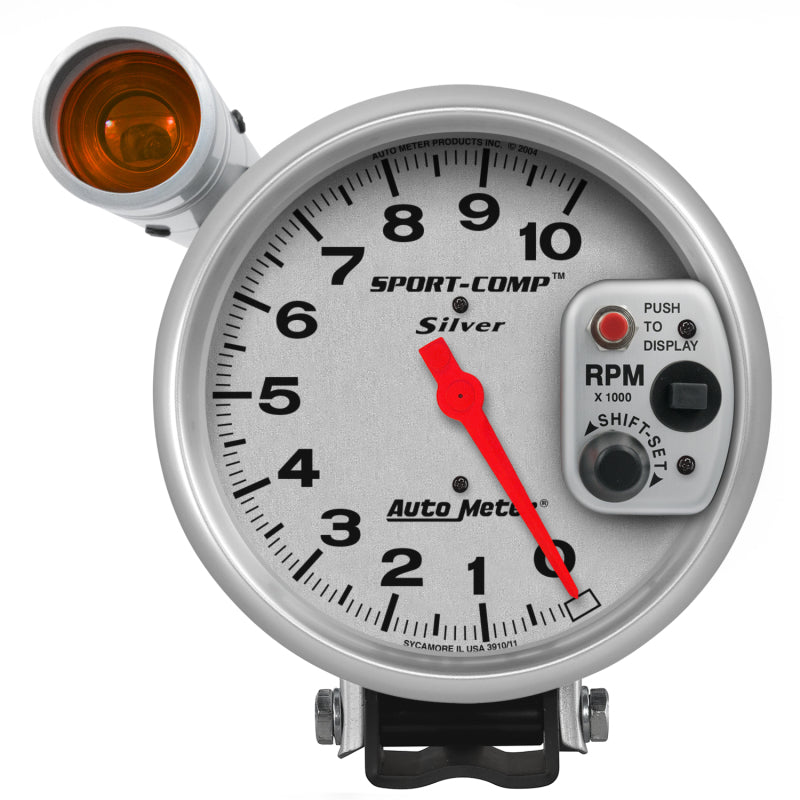 Autometer Sport-Comp 5 inch 10K RPM Shift Light Silver Tach