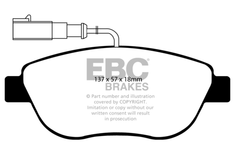 EBC 12+ Fiat 500 1.4 Turbo Abarth Redstuff Front Brake Pads