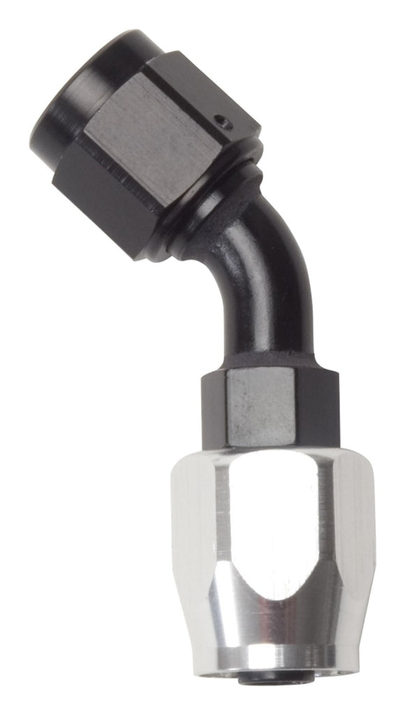 Russell Performance -10 AN Black/Silver 45 Degree Full Flow Hose End