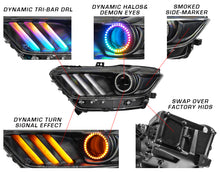 Load image into Gallery viewer, Oracle 15-17 Ford Mustang Dynamic RGB+A Pre-Assembled Headlights - Black Edition - SEE WARRANTY