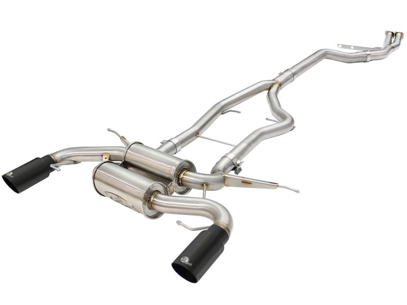 aFe MACHForce XP SS-304 Black Tip 3.0in-2.5in Dia Cat Back Exhaust 11-13 BMW 335i (E90/E92) 3.0L