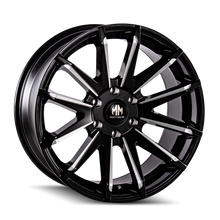 Load image into Gallery viewer, Mayhem 8109 Crossfire 20x9.5 / 5x150 BP / 10mm Offset / 110mm Hub Black w/ Milled Spokes Wheel