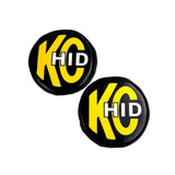 KC HiLiTES 8in. Round Soft Cover HID (Pair) - Black w/Yellow Brushed KC Logo