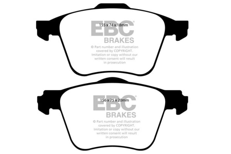 EBC 11+ Volvo S60 2.5 Turbo T5 (315mm Front Rotors) Greenstuff Front Brake Pads