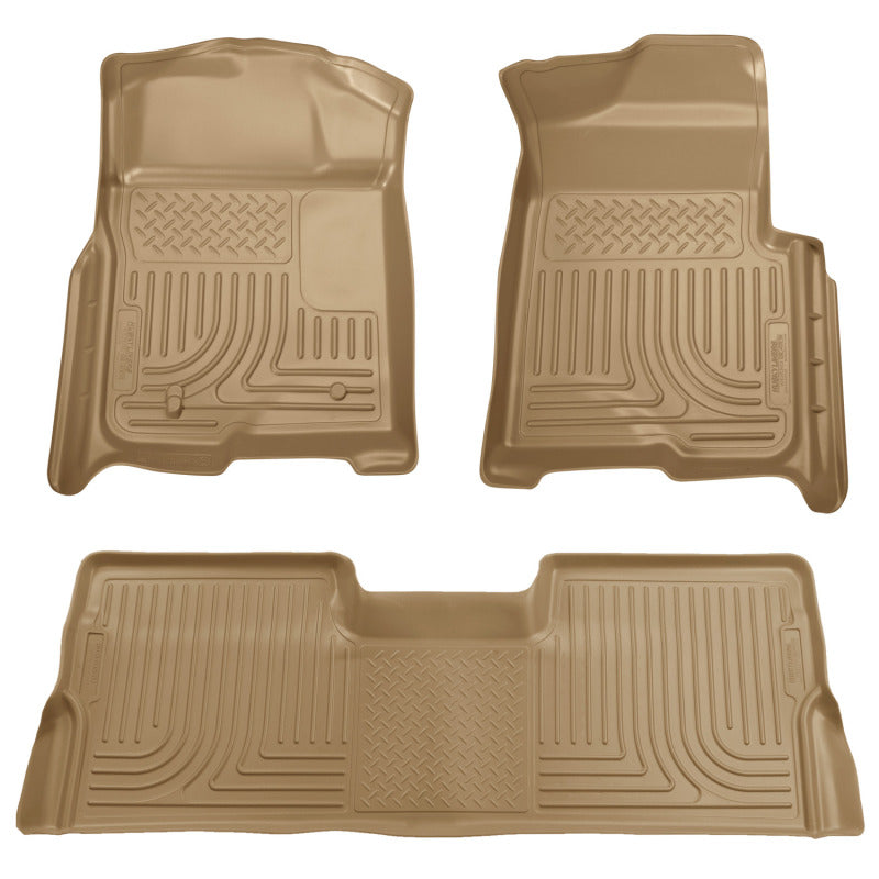 Husky Liners 09-12 Ford F-150 Super Crew Cab WeatherBeater Combo Tan Floor Liners