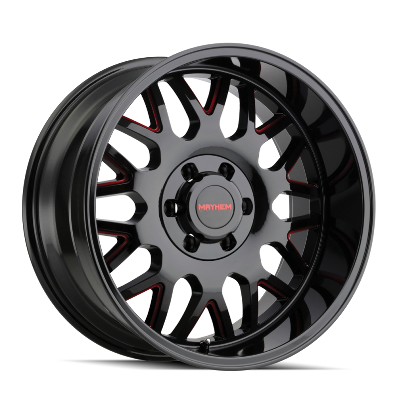 Mayhem 8110 Tripwire 20x10 / 6x135 BP / -19mm Offset / 87.1mm Hub Black w/ Prism Red Wheel