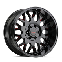 Load image into Gallery viewer, Mayhem 8110 Tripwire 20x10 / 8x165.1 BP / -19mm Offset / 130.8mm Hub Black w/ Prism Red Wheel