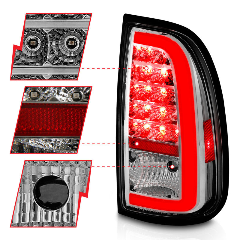 ANZO 00-06 Toyota Tundra LED Taillights w/ Light Bar Chrome Housing Clear Lens