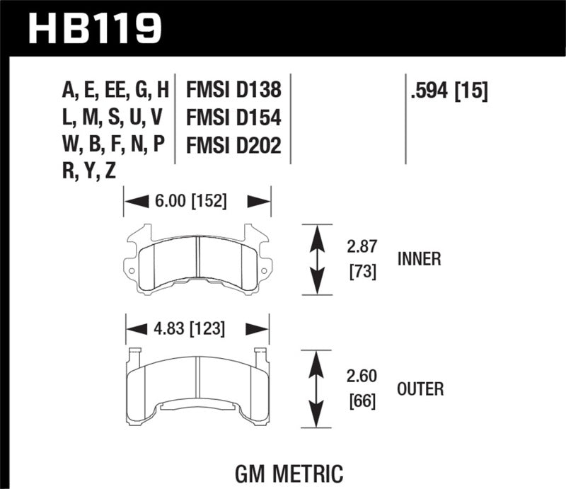 Hawk 1978-1979 Buick Century Custom HPS 5.0 Front Brake Pads