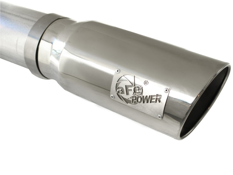 aFe ATLAS 5in DPF-Back Alum Steel Exhaust System Polished Tip GM Diesel Trucks 7.5-10 V8-6.6L td LMM