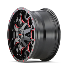 Load image into Gallery viewer, Mayhem 8015 Warrior 17x9 / 5x127 BP / 18mm Offset / 87mm Hub Black w/ Prism Red Wheel