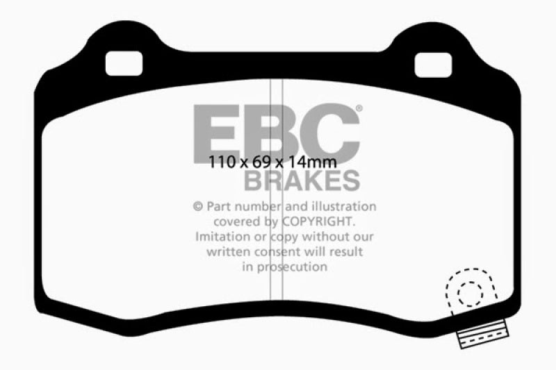 EBC 15+ Cadillac CTS 3.6 Twin Turbo Yellowstuff Rear Brake Pads