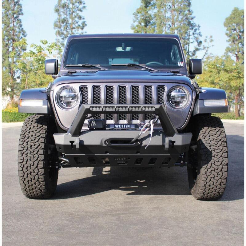 Westin 18-19 Jeep Wrangler JL Stubby Front Bumper - Textured Black