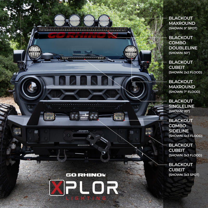 Go Rhino Xplor Blackout Series Sgl Row LED Light Bar (Side/Track Mount) 31.5in. - Blk