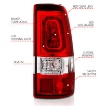 Load image into Gallery viewer, ANZO 2003-2006 Chevy Silverado 1500 LED Taillights Plank Style Chrome With Red/Clear Lens