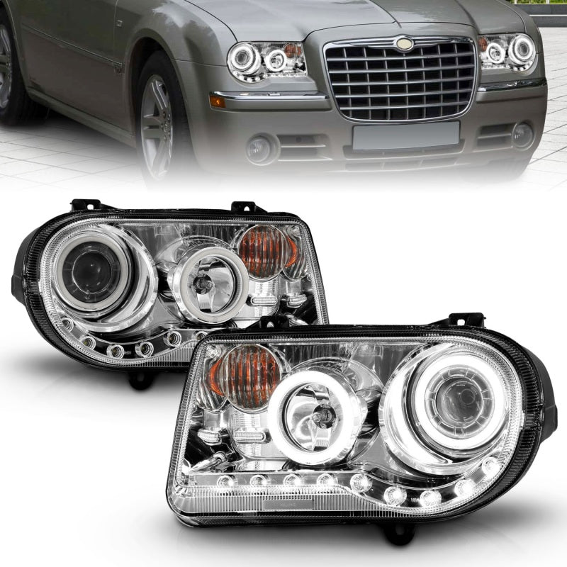 ANZO 2005-2010 Chrysler 300C Projector Headlights w/ Halo Chrome (CCFL) G2